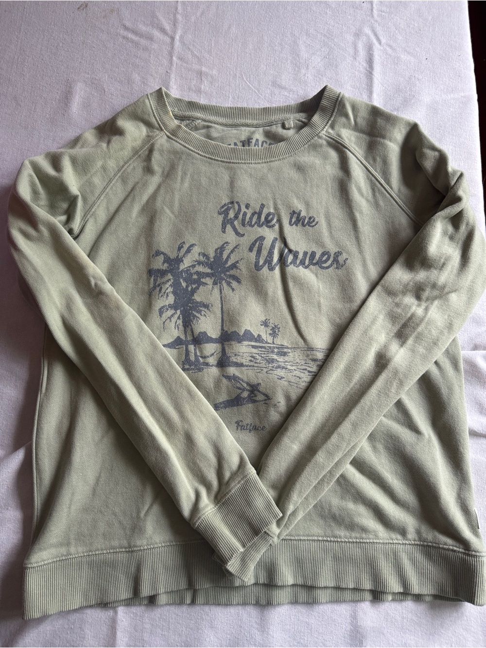 FatFace Light Sage Green Graphic Pullover